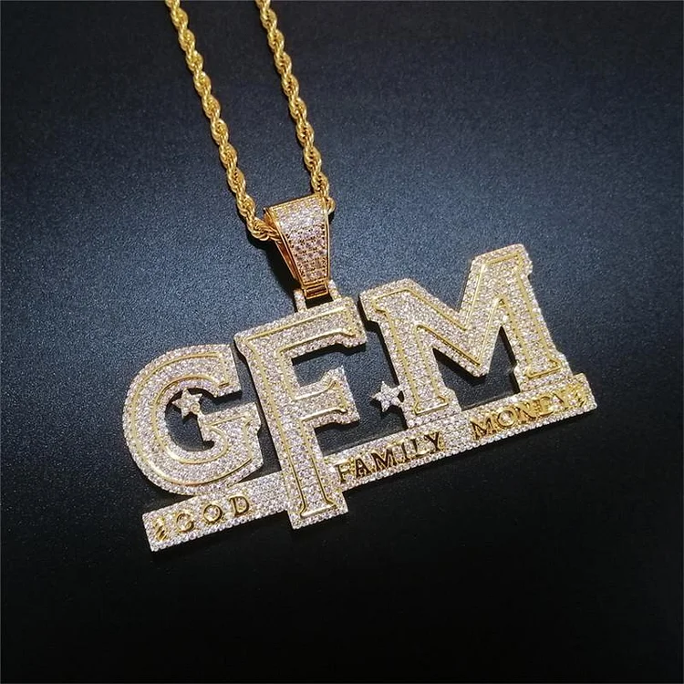 Iced Out God Family Money Pendant Necklace-VESSFUL