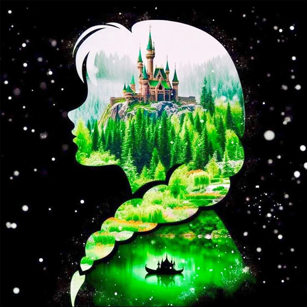 Diamond Painting - Full Square Drill - Princess Forest Silhouette(Canvas|35*35cm)