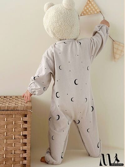 MidiSono - Printed Button Up Dropped Shoulder Jumpsuit