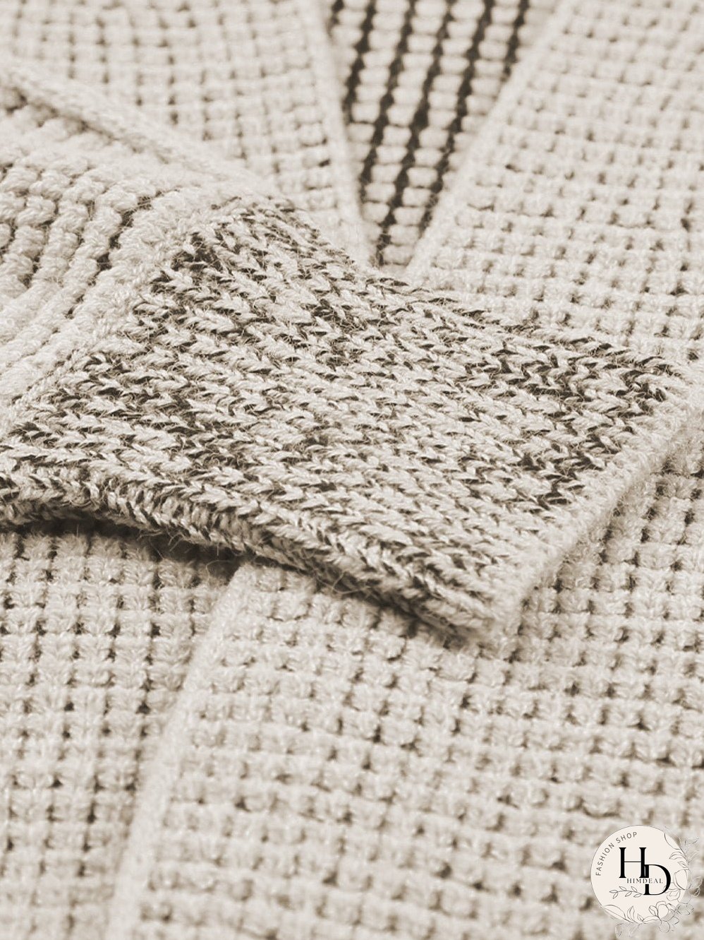 Apricot Oversized Collared Waffle Knit Cardigan