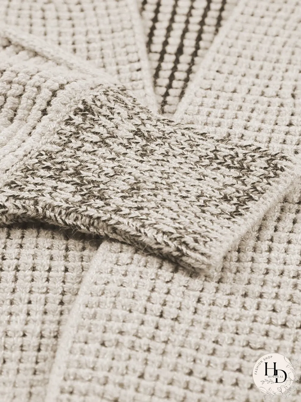 Apricot Oversized Collared Waffle Knit Cardigan