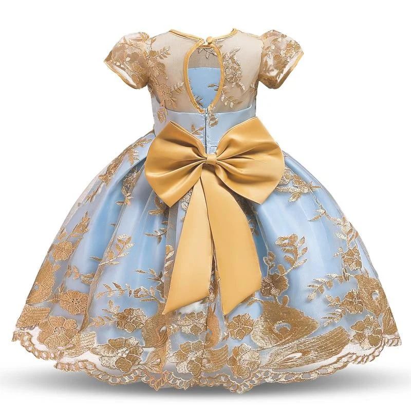 New Year Costume Big Bow Kids Girl Wedding Kids Dresses For Girls Princess Party Pageant Formal Dress Prom Girls Christmas Dress