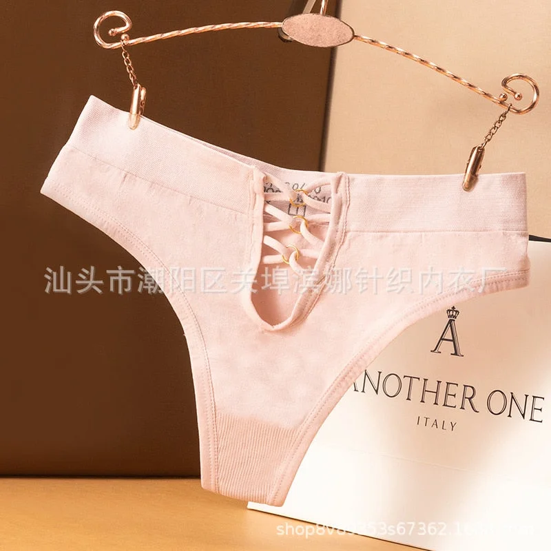 New Women's Thong Pants Sexy Solid Panties Fashion Hollow Out Comfort G-String Low Waist Seamless Underpants Female Lingerie