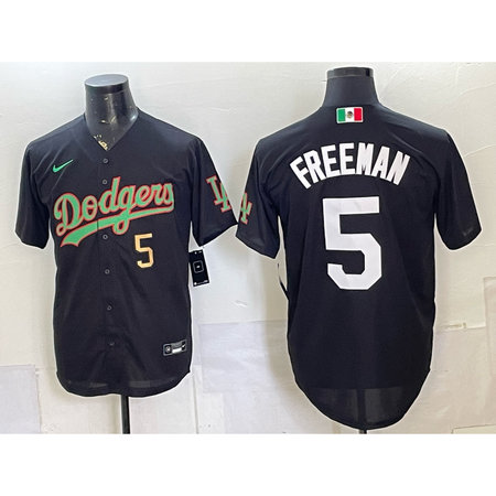 Men's Los Angeles Dodgers #5 Freddie Freeman Black Mexico Jersey YX8D