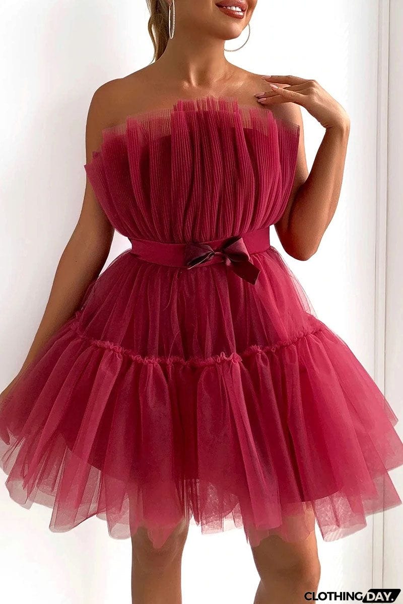 Sexy Elegant Solid Patchwork Strapless Princess Dresses(5 Colors)