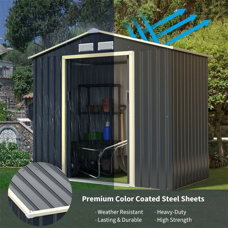 Eletriclife 7 x 4 Feet Metal Storage Shed with Sliding Double Lockable Doors