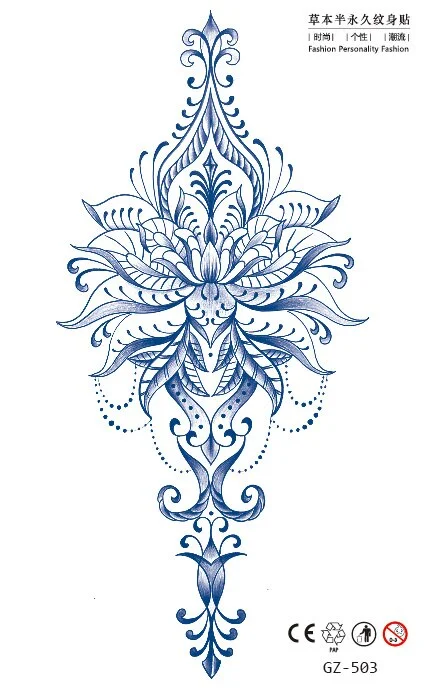 Temporary Waterproof Tattoos Stickers Creative Necklace Flower Juice Ink Lasting Girls Arm Neck Back Waist Buttocks Fake Tatoo