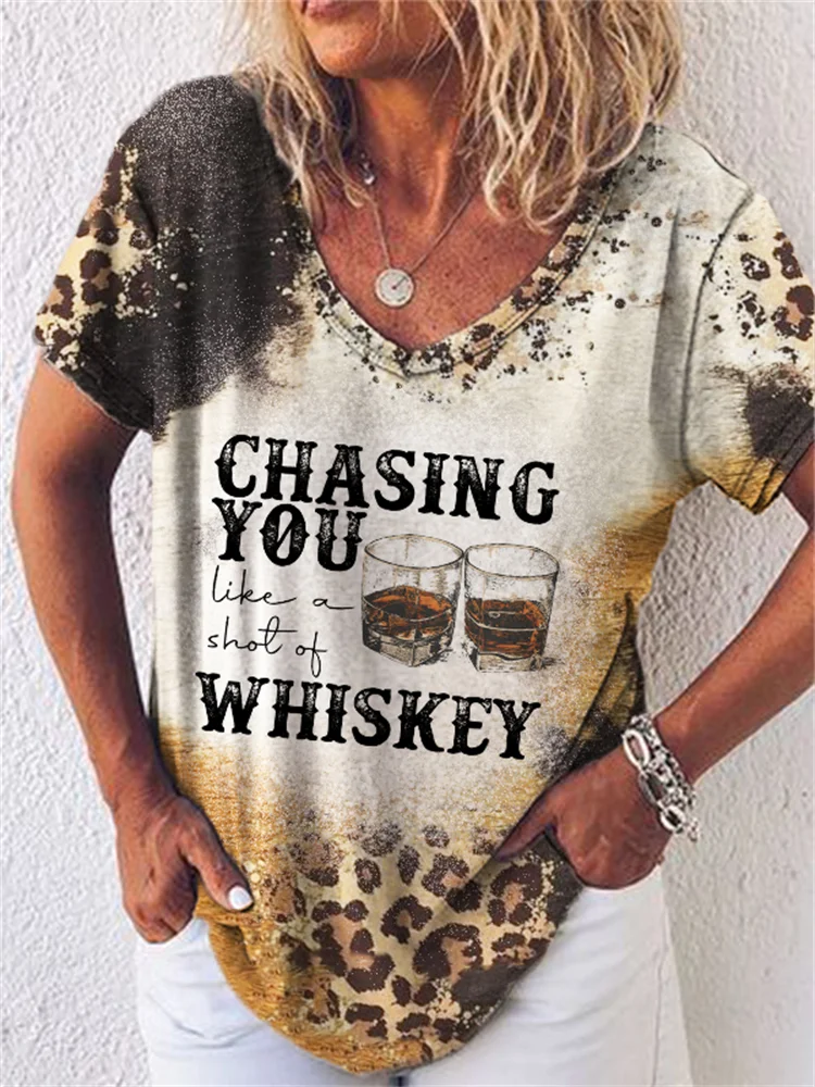 Country Music Leopard Cowhide Bleached T Shirt