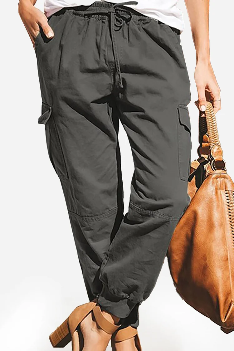 Pocket Drawstring Linen Trousers