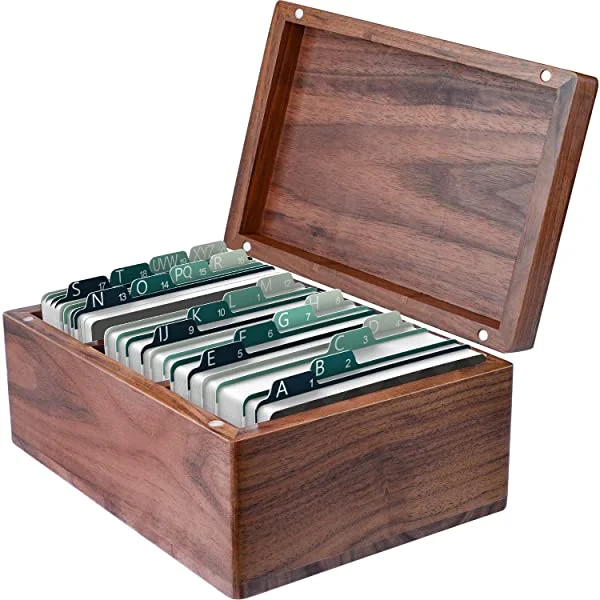 MaxGear® 3 Divider Boards for 300 Cards Index Cards Organizer Cards Box 6.3 x 4.5 x 3 inches Business Card Holder Wood A-Z Guides Business Cards File Storage Index Card Organizers