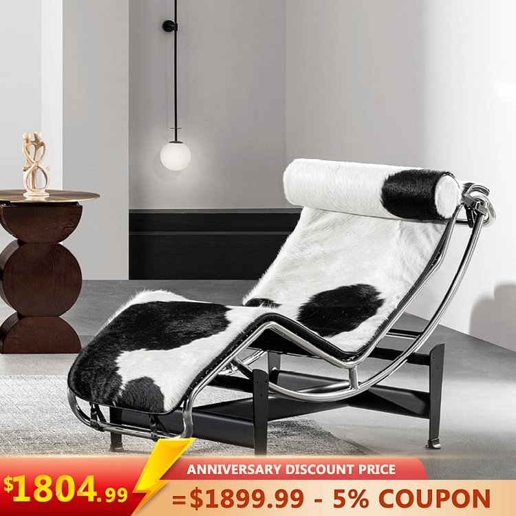 Homemys Genuine Leather  Lounge Chair with Iron Base
