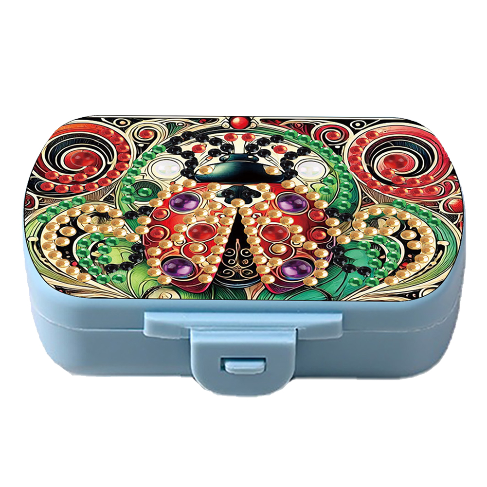 Ladybug Diamond Painting Medicine Box Diamond Art Pill Storage Box for Travel