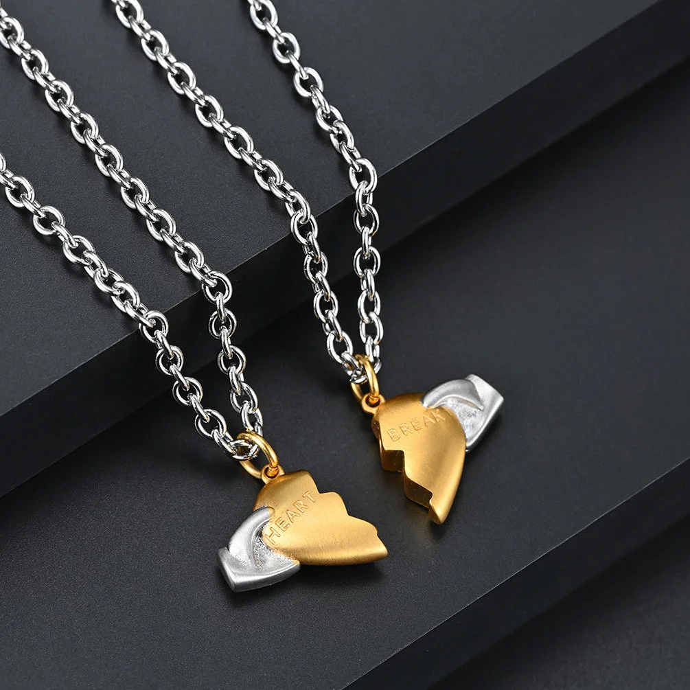 Buzzdaisy Custom Gift Magnetic Heart Broken Necklace for Couples BFF