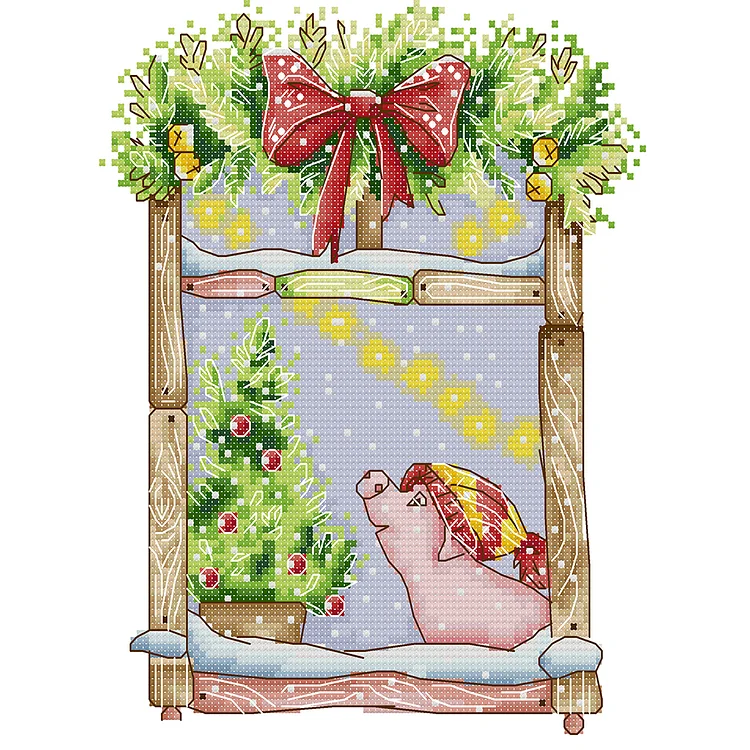 Joy sunday cartoon style A cute couple christmas cross stitch free patterns  kits for children easy needlepoint - AliExpress