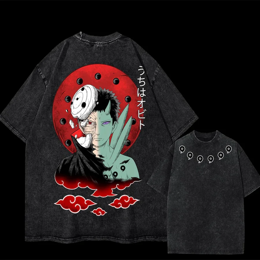 Naruto Obito Printed Unisex Washed T-Shirt