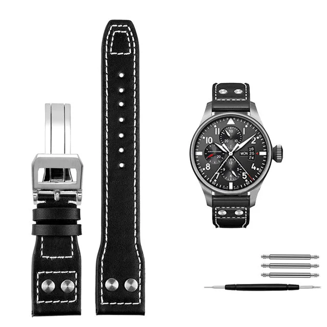 Genuine Leather Rivets Watchband For Big Pilot Watch San Martin Watch san martin watchSan Martin Watch