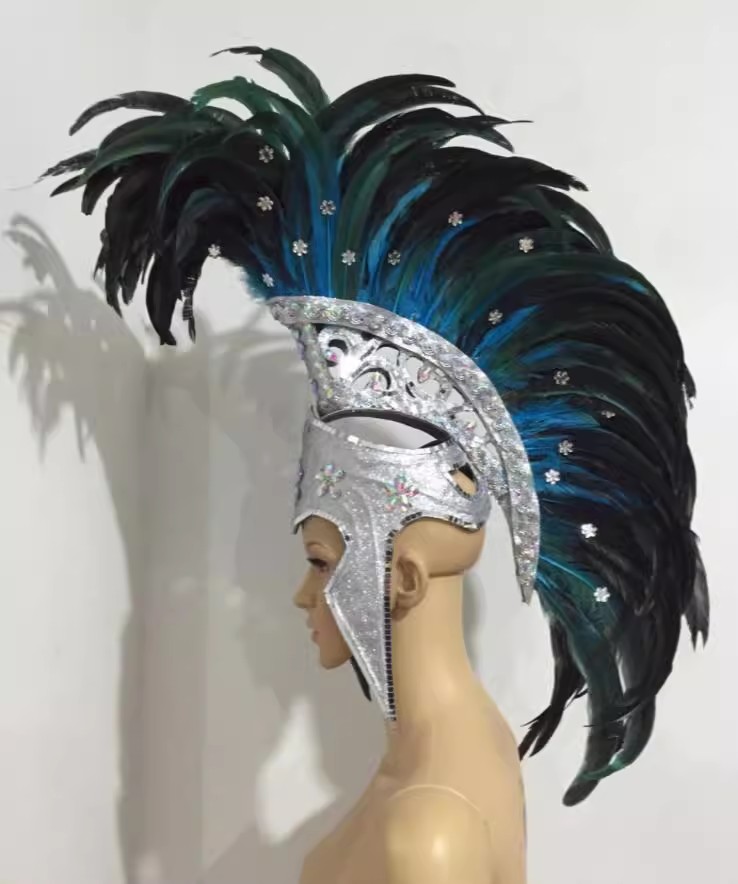 VCSHOES Feather headdress samba costume carnival halloween party bar performance hat makeup dance wings parade