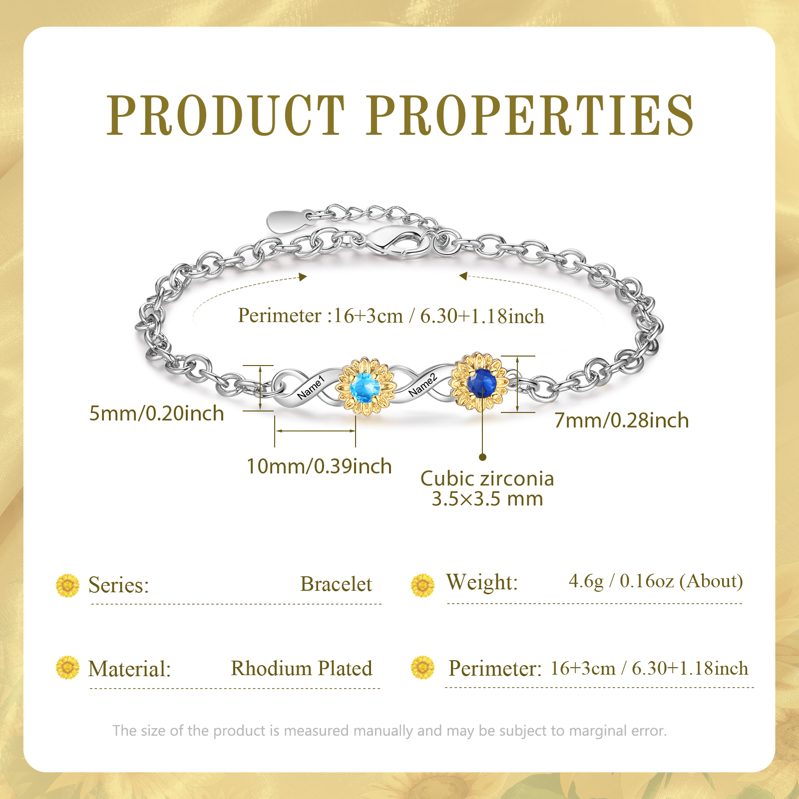 Personalised Women's Bracelet Custom 2 Birthstones & 2 Names Infinity Bracelet Birthday Gift for Ladies Girls-Jessemade AU