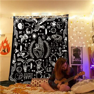 India Mandala Tapestry Macrame Wall Hanging Psychedelic Hippie Boho Decor Tarot Witchcraft Wall Tapestry Carpet Table Cloth Yoga