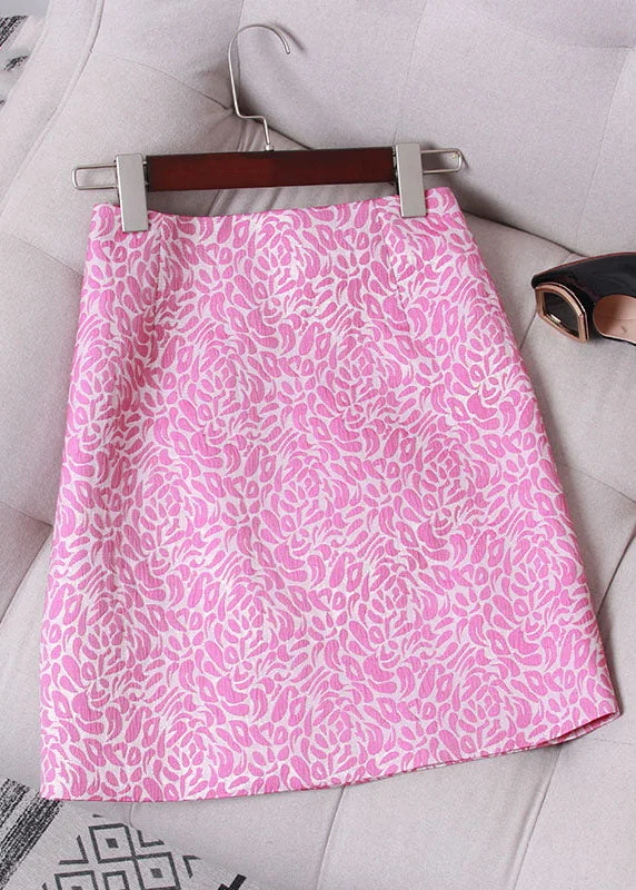 Bohemian Rose Jacquard Patchwork Zippered Cotton Skirt Spring