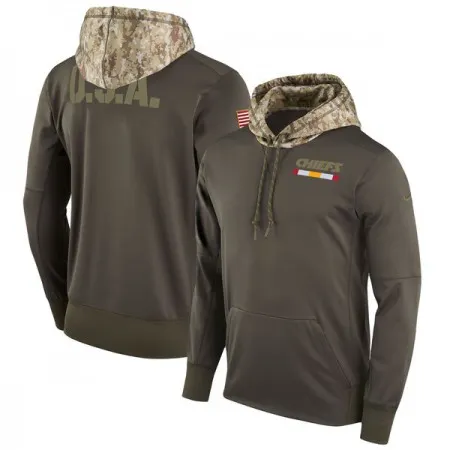Men's Kansas City Chiefs  Olive Salute to Service Sideline Therma Pullover Hoodie
