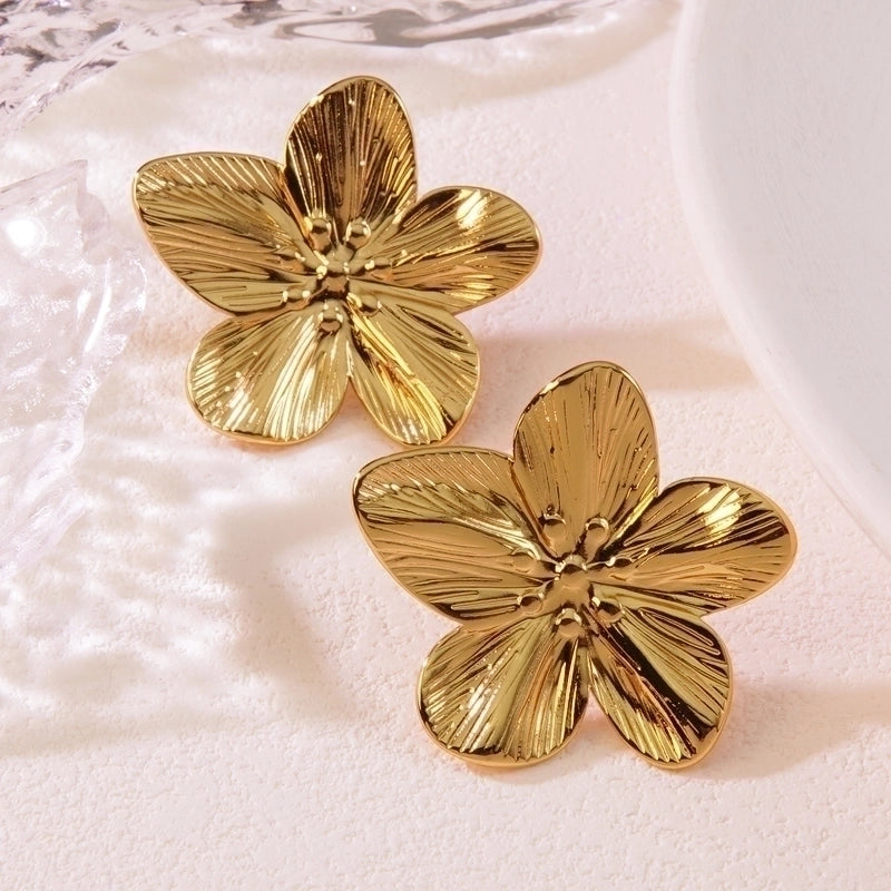 1 Pair Exaggerated Pastoral Streetwear Flower 304 Stainless Steel Imitation Gold  Ear Studs