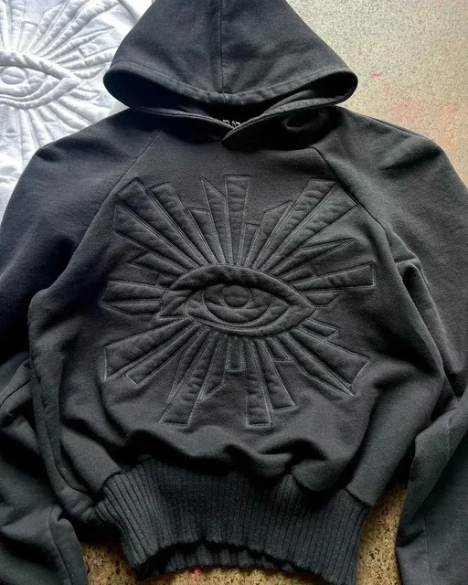 Aonga Sweatshirt Hoodies Y2K Streetwear Goth Punk K Pop Clothes Anime Hoodie Eye Patchwork Loose Pullover Retro Harajuku Casual Tops aonga