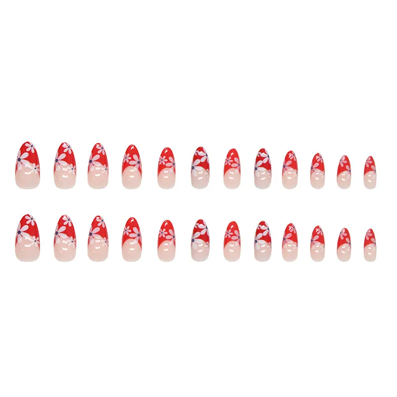 Churchf Churchf Sun Red French Lovely Sunflower Almond Nail Sweet Sister Special Beauty Nail Chip Fake Nails