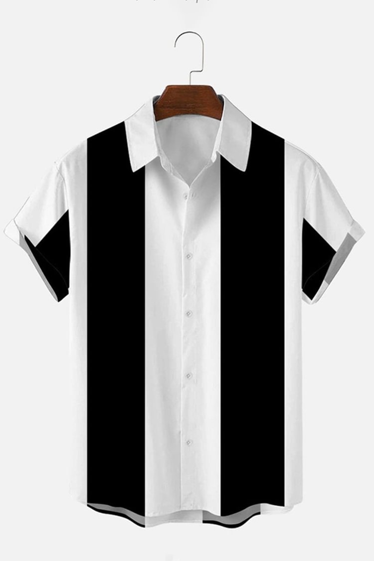 Tiboyz Casual Contrast Striped Short Sleeve Shirt