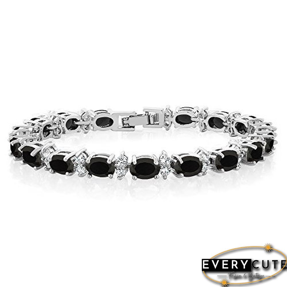 925 Sterling Silver Gorgeous Oval Ruby Amethyst Aquamarine sapphire and Round Sparkling Cubic Zirconia CZ Tennis Bracelet Jewelry Gift