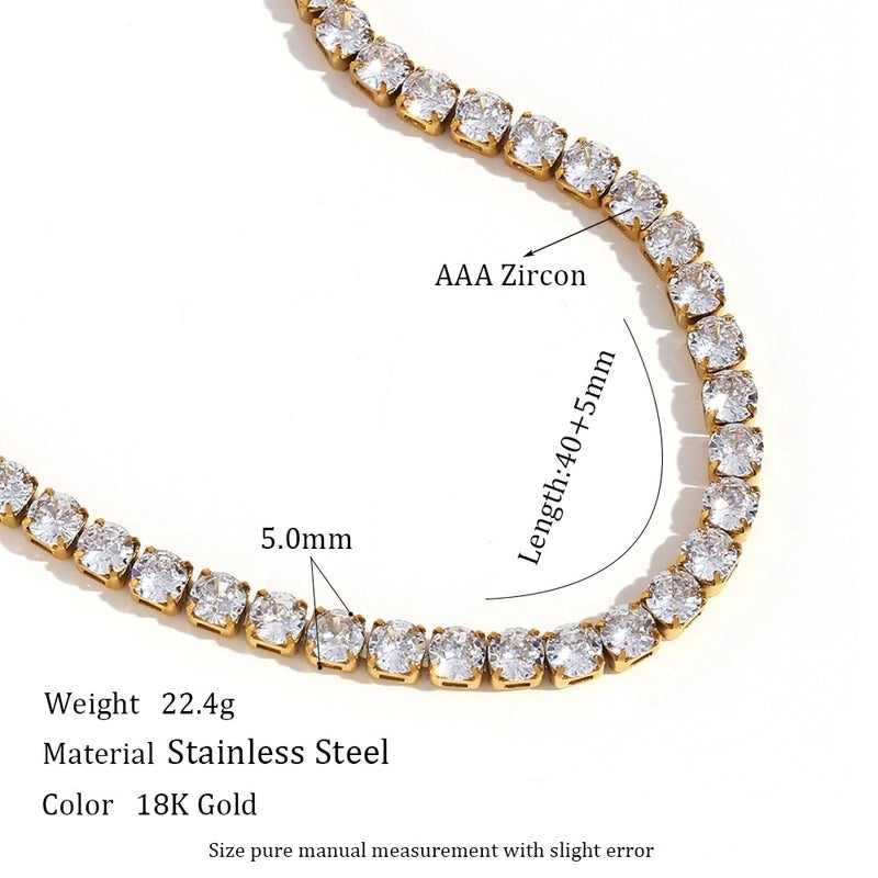 Titanium Steel 18K Gold Plated Elegant Glam Geometric Zircon Necklace