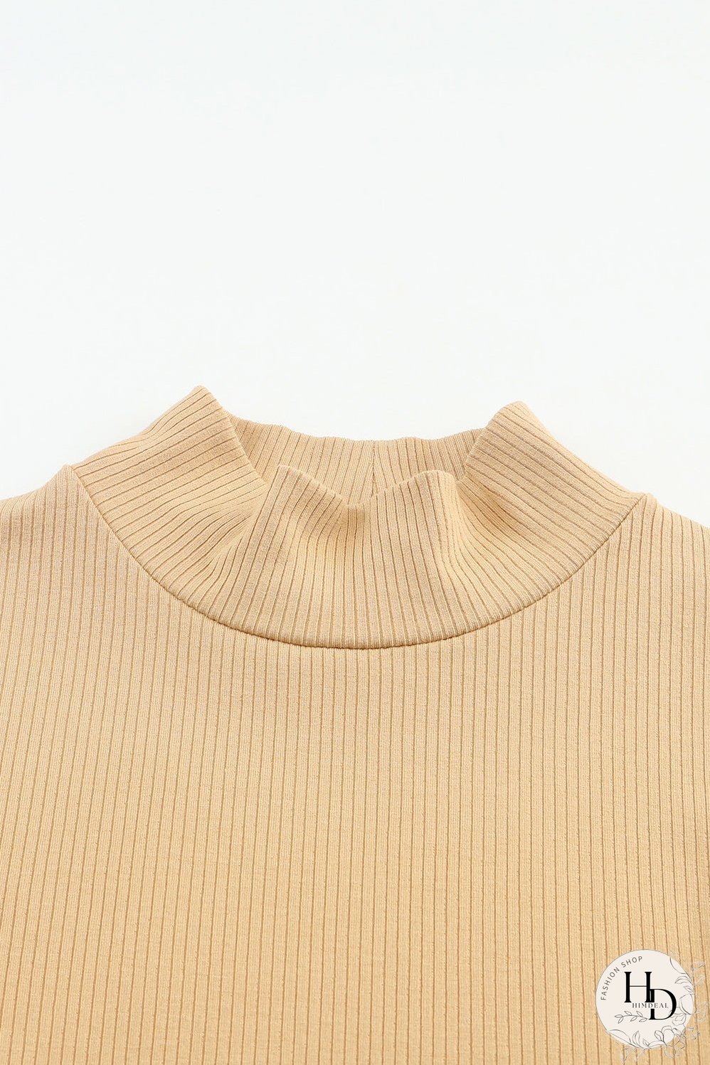 Trendy Ribbed Mock Neck Top