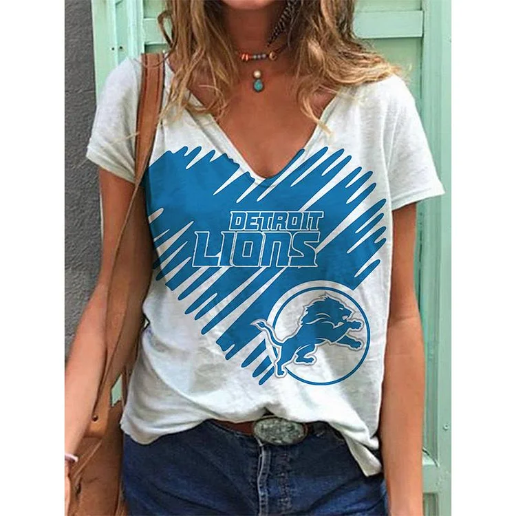 Detroit Lions  Lightweight Short Sleeve V-Neck T-Shirt