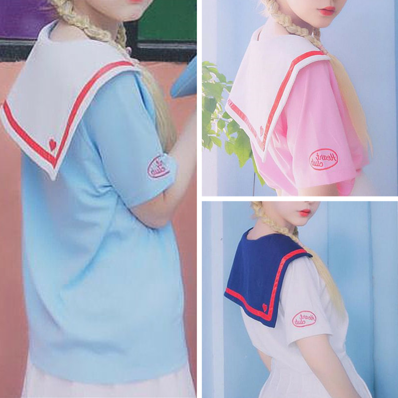 [3 Colors]Sailor Style Short Sleeve Tee SP167227
