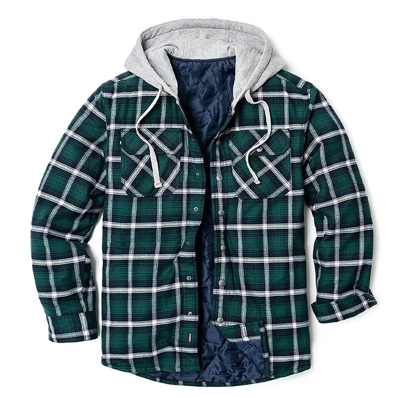 Men's Lined Hooded Flannel Jacket