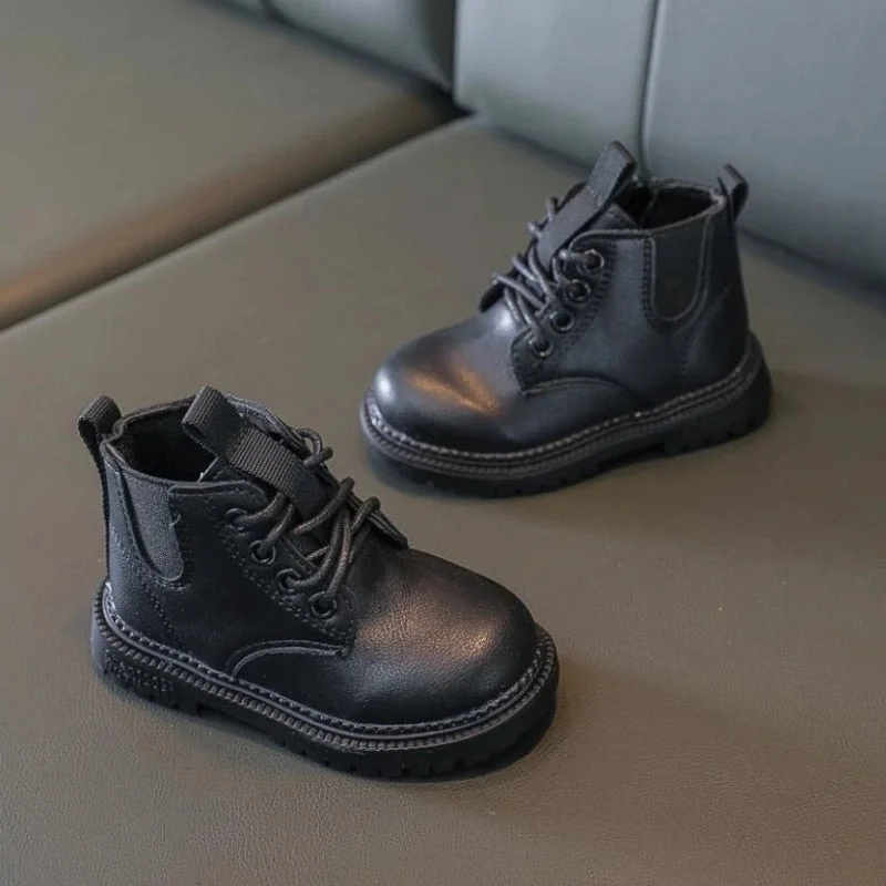 Kids Leather Chelsea Boots Waterproof Children Sneakers Gray Black Boots for Baby Girls Boots Boys Shoes School Party