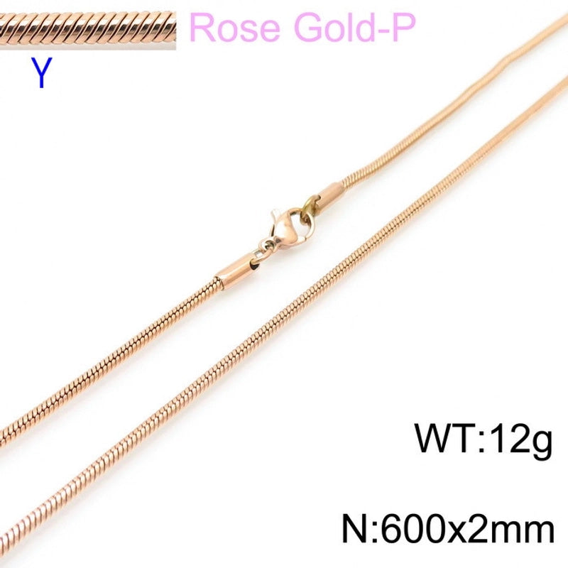 Jewelry Classic Style Solid Color Titanium Steel 18K Gold Plated Chain Necklace