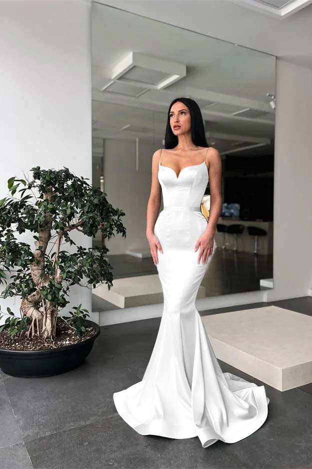 Daisda Long Mermaid Prom Dress Spaghetti-Straps