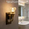 Vintage Night Lights Plug Into Wall USB Powered Plug in Night Light Flower LED Nightlight for Adults Bedroom Bathroom Hallway