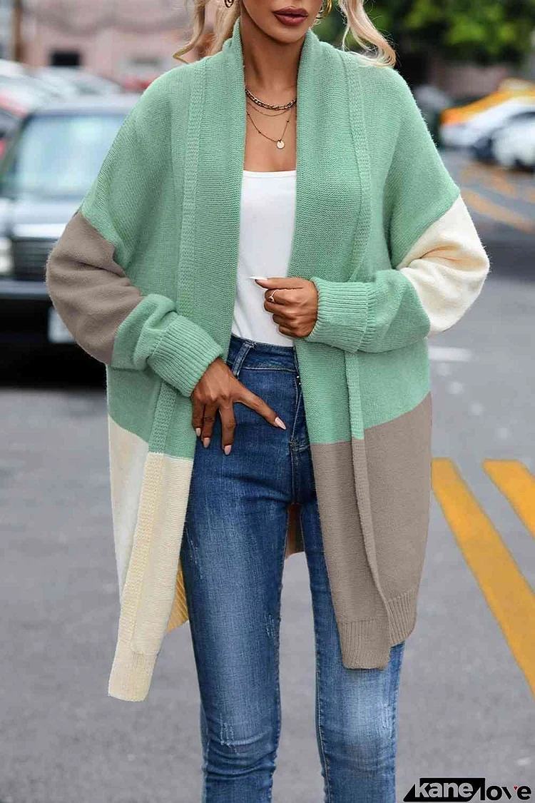 Color Block Long Sleeve Cardigan