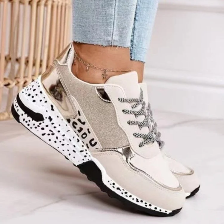 Women Sneakers 2021 Leopard Print Lace-Up Women's Vulcanize Shoes Platform Sports Ladies Sneakers Breathable Plus Women Shoes