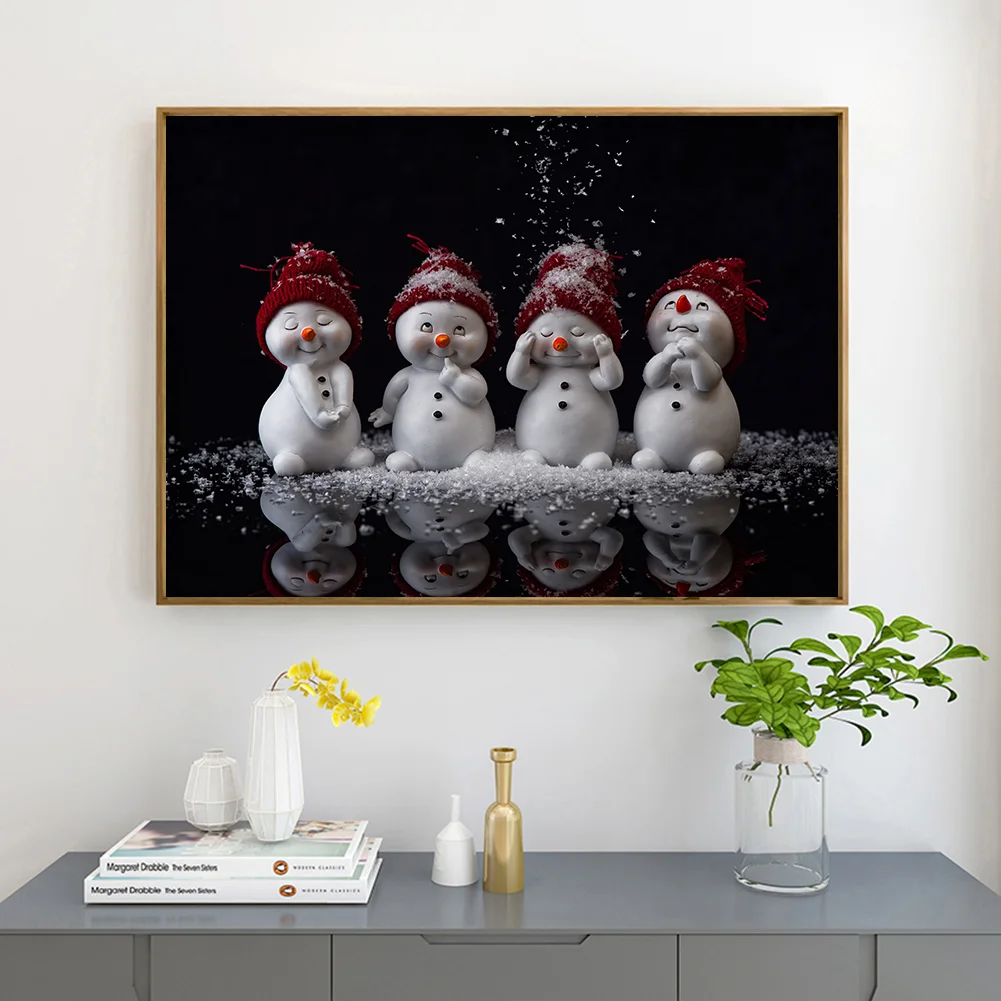 Diamond Painting - Full Round Drill - Lovely Snowman(50*40cm)