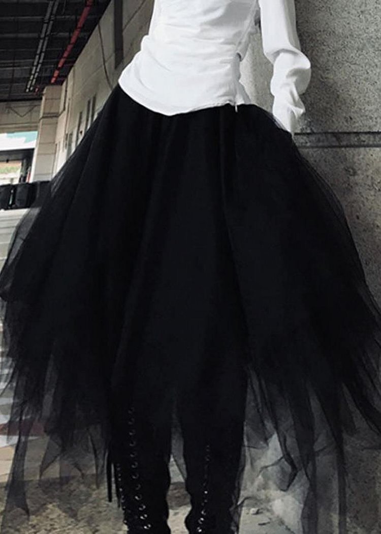 Beautiful Black asymmetrical design Patchwork Skirts Cozy
