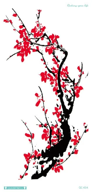 Free shipping colorful flower tree tattoo design temporary tribal sexy body tattoo sticker shoulder arm leg waterproof tattoo.