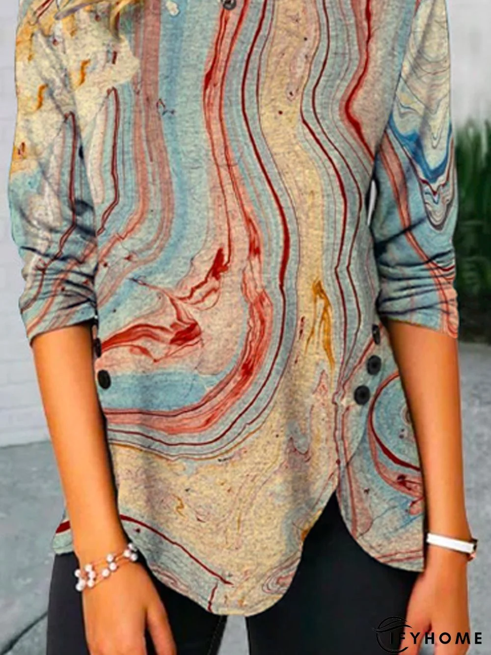 Cotton-Blend Vacation Crew Neck Tunic Top | IFYHOME