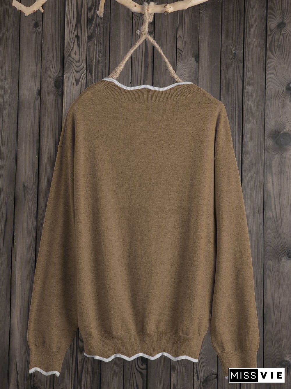Plus Size Solid Loose Fit Women Pullover Wool Knit Sweaters