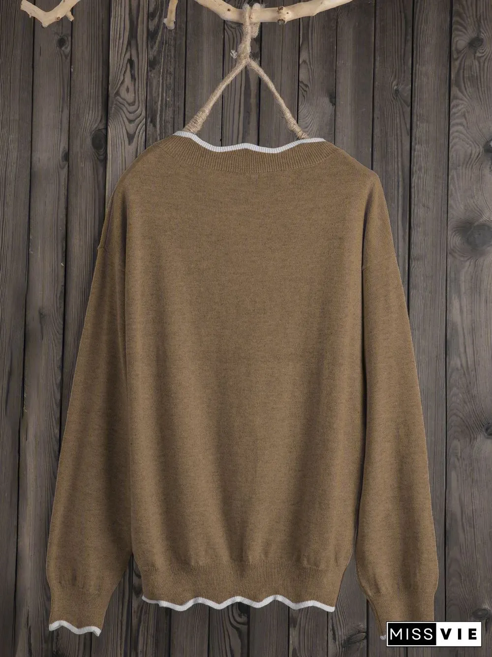 Plus Size Solid Loose Fit Women Pullover Wool Knit Sweaters
