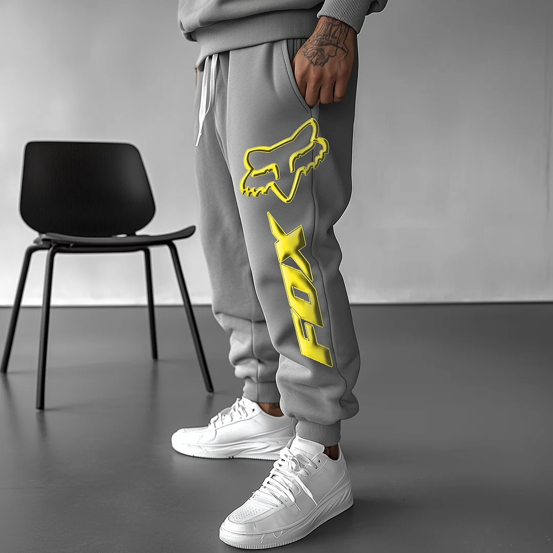 Men's Racing Print Splicing Sweatpants