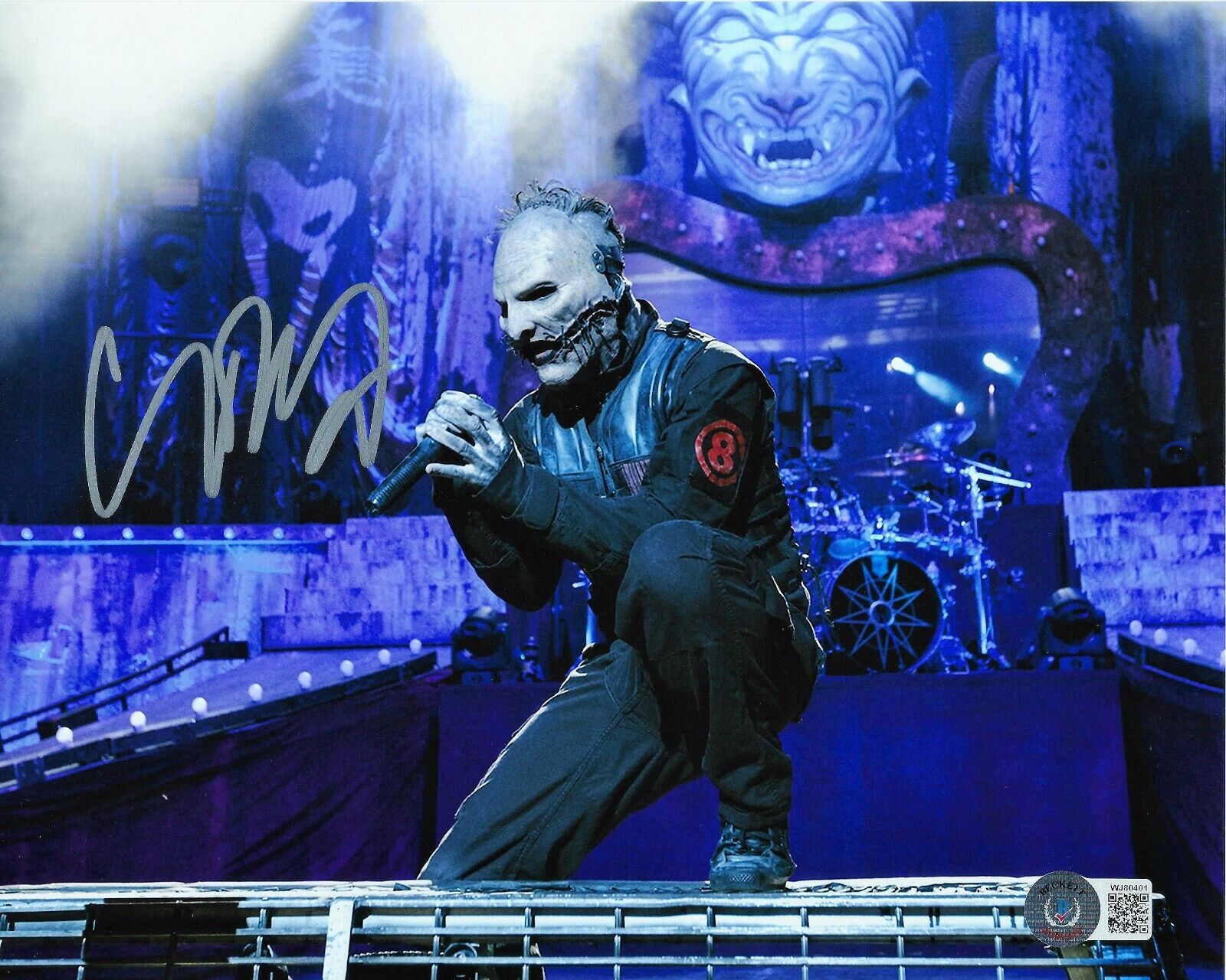 COREY TAYLOR SIGNED SLIPKNOT 8x10 Photo Poster painting BECKETT COA STONE SOUR BAND MASK CMFT