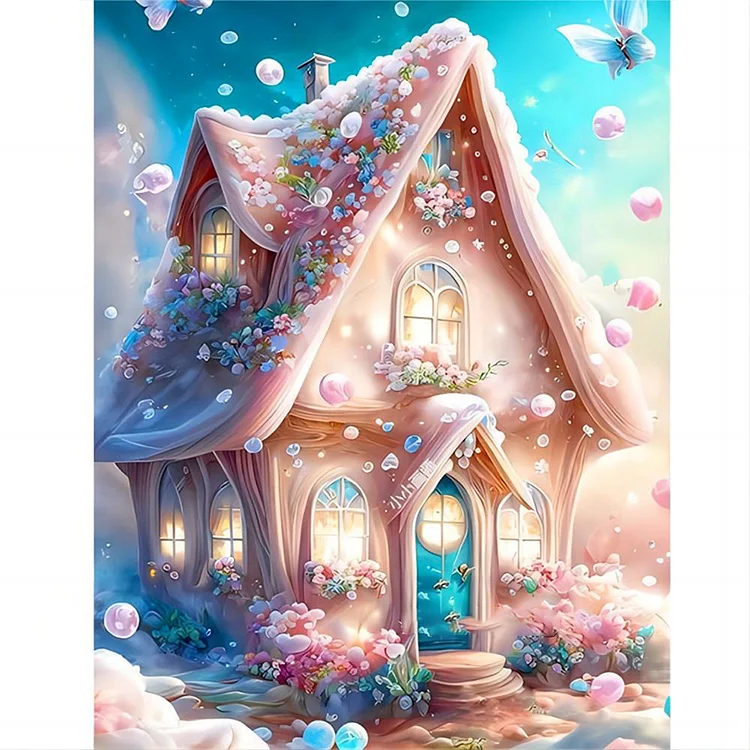 Fantasy Romantic Pink House 11CT Counted/Stamped Cross Stitch (40*50CM) fgoby